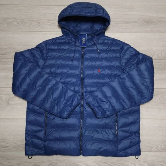 Ralph Lauren Men’s Blue Hooded Puffer Jacket Packable Down Duck Feather - Picture 3 of 4